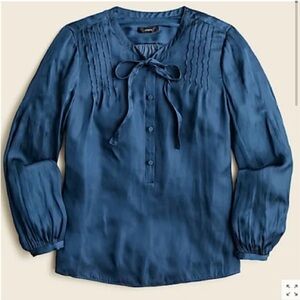 New JCrew feather weight satin tie neck blouse, size M